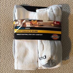 Dickies Performance Work Crew Socks - White and Gray-5 pairs